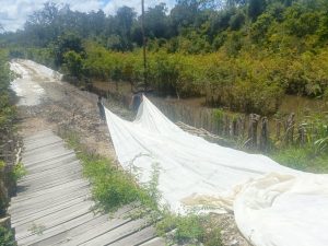 Pemasangan Geotekstil Kelas 2 di Jalan Desa Talio Terus Dikebut Satgas TMMD Kodim 1012/Buntok
