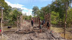 Gotong Royong Warnai Pemasangan Cerucuk Jalan TMMD Kodim 1012/Buntok